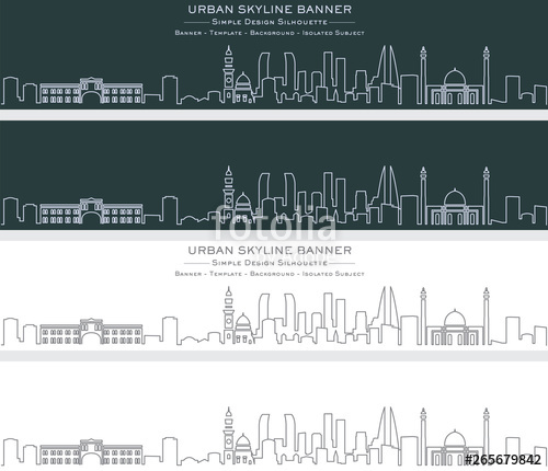 500x430 Bahrain Single Line Skyline Banner Stock Image And Royalty Free