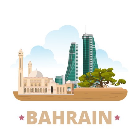 450x450 Bahrain Country Magnet Design Template Flat Cartoon Style
