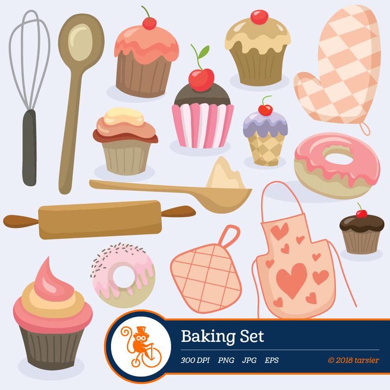 794x794 Baking Set Clipart Cupcake Clipart Doughnut Clipart Bake Etsy