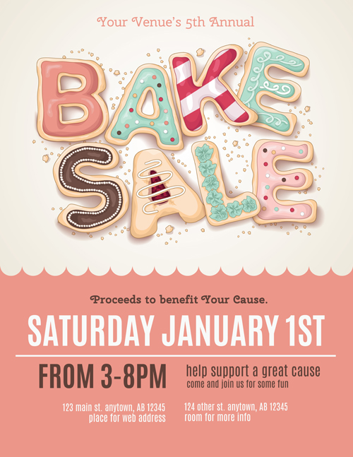 500x647 Vector Bake Sale Poster Design Free Download