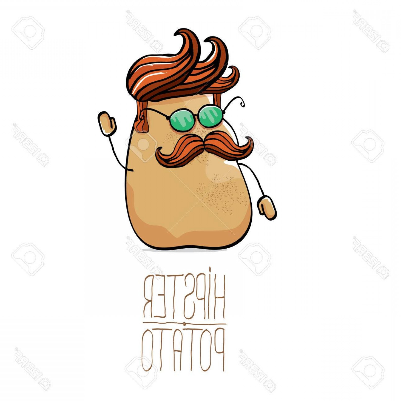 1560x1560 Photostock Vector Vector Funny Cartoon Cute Brown Hipster Potato