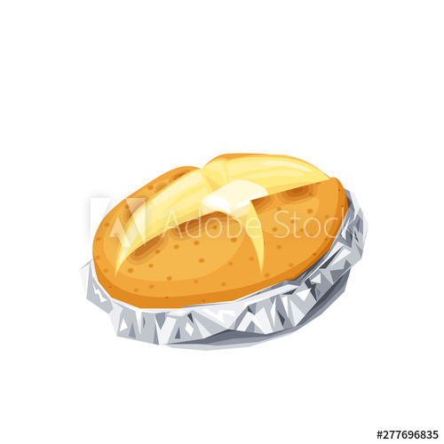500x500 Baked Potato In Foil Vector Illustration Cartoon Flat Icon