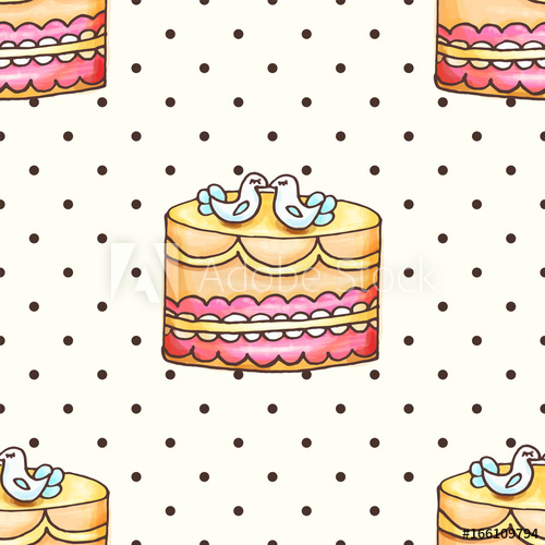500x500 Cake With Polka Dotsseamless Pattern Illustration Pastry
