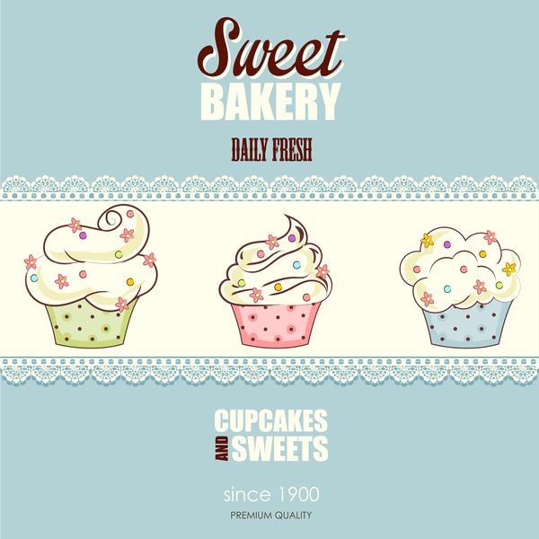 600x600 Cupcake Sweet Bakery Retro Background Vector Free Download