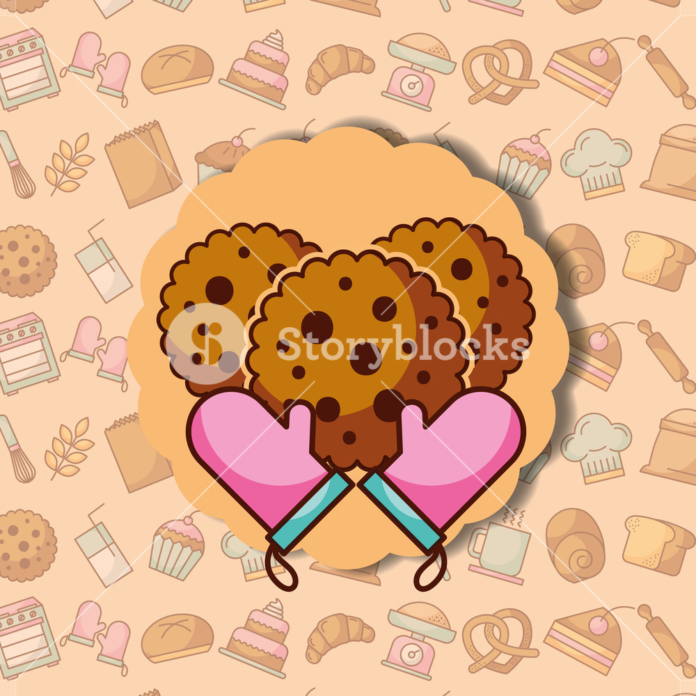 1000x1000 Cookies And Gloves Label Dessert Bakery Background Vector