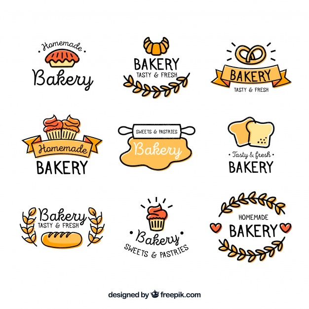 626x626 Bakery Logos Collection In Hand Drawn Style Free Vector