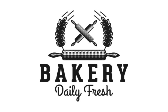 580x387 Crossed Rolling Pin And Wheat, Bakery Logo Designs Inspiration
