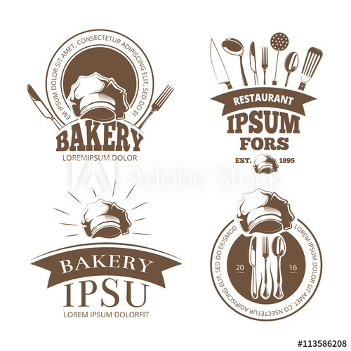 500x500 Restaurant Menu Design, Vector Labels, Emblems, Badges, Logos