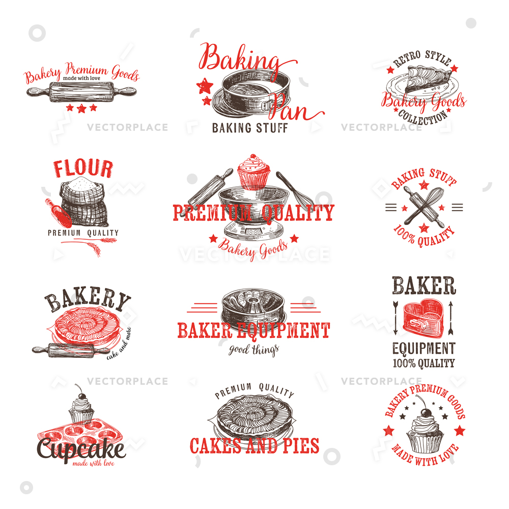 1000x1000 Set Bakery Logos Labels Badges Design Vector Illustration