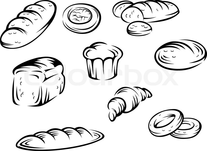 800x584 Set Of Bakery Elements For Food Design Stock Vector Colourbox