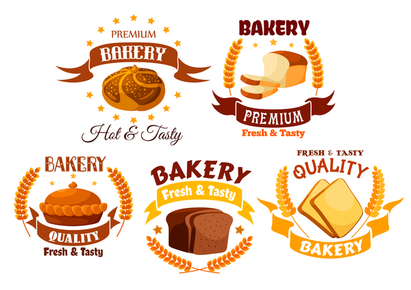 600x424 Vector Bakery Labels Retro Design Set Free Download