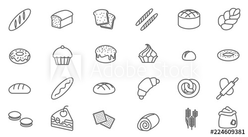 500x277 Bakery Vector Icon Set