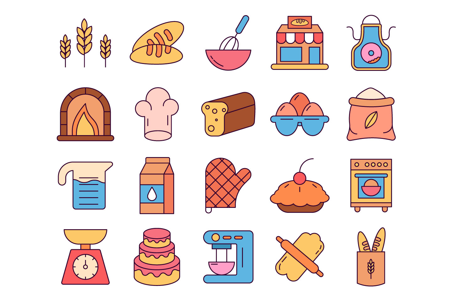 1440x960 Bakery Vector Free Icon Set