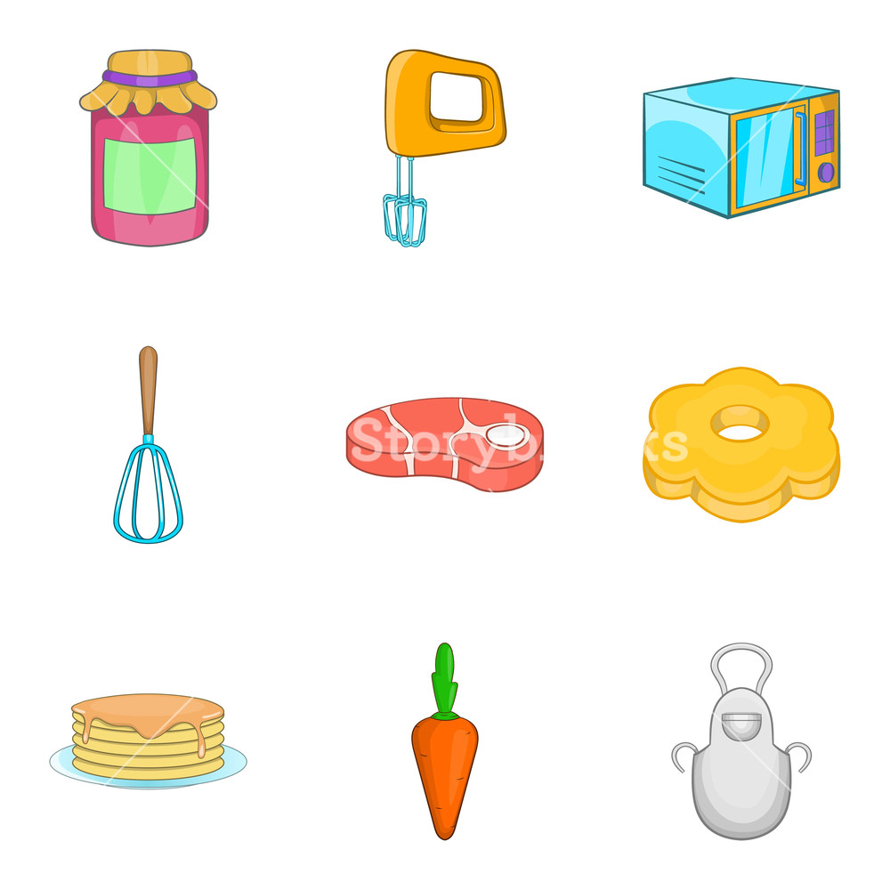 1000x1000 Grandma Baking Icons Set Cartoon Set Of Grandma Baking Vector