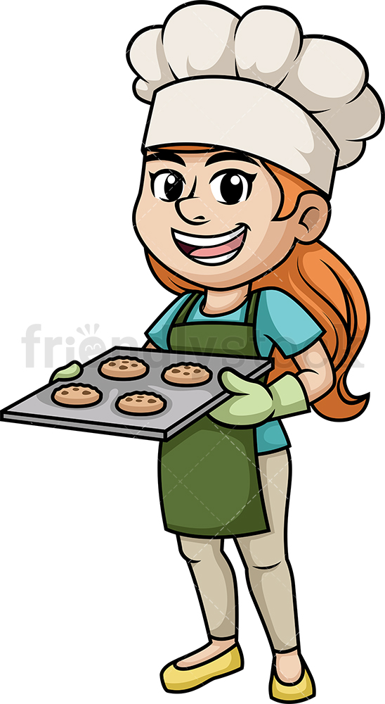 548x1000 Woman Baking Cookies Cartoon Vector Clipart