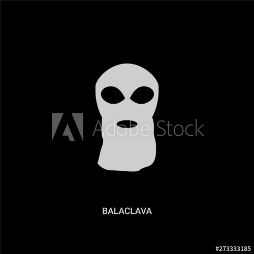 500x500 White Balaclava Vector Icon On Black Background Modern Flat