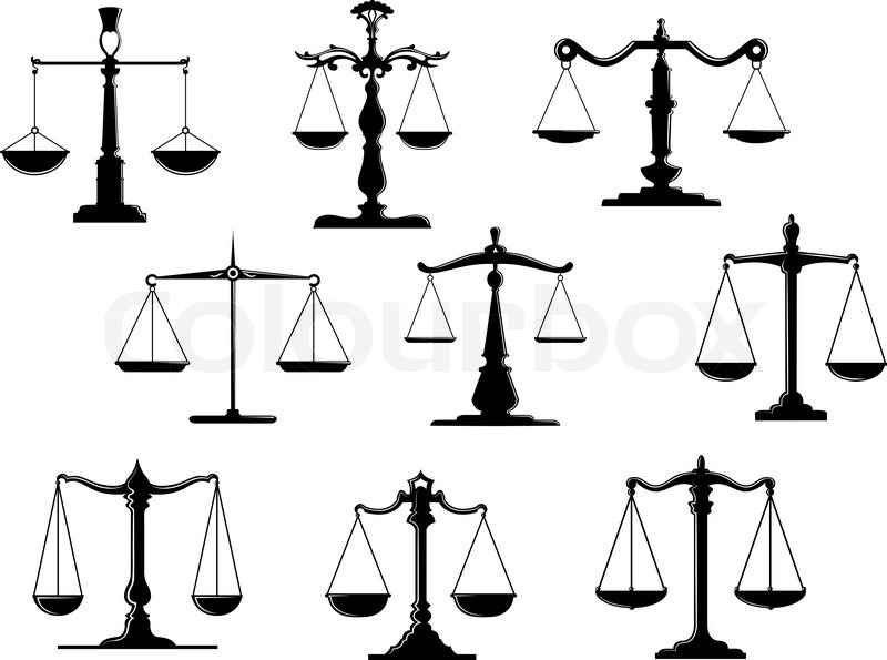 800x595 Black Law Scale Icons With Balance Stock Vector Colourbox