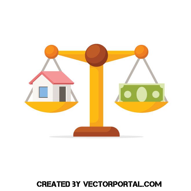 660x660 House And Money On Balance Scale Vector Business And Finance