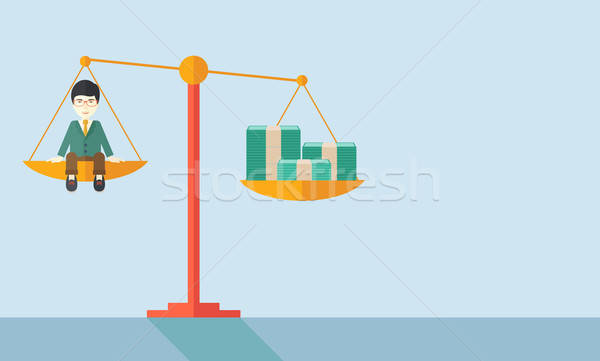600x361 Japanese Businessman On A Balance Scale Vector Illustration