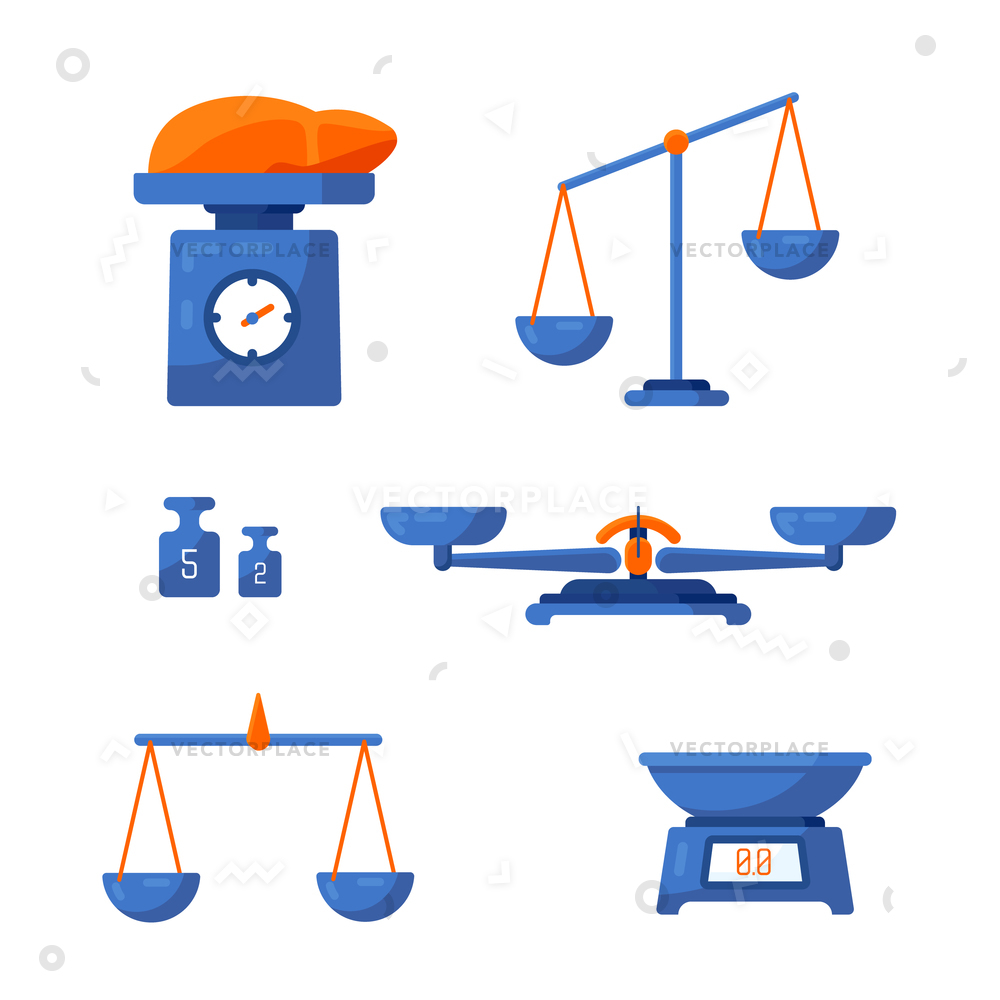 1000x1000 Set Different Scales Weighing Weight Balance Vector Illustration