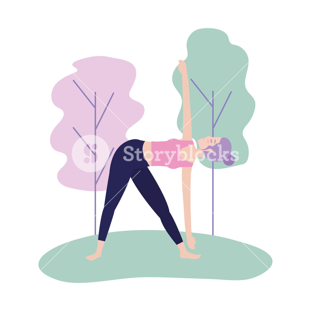 1000x1000 Woman Doing Yoga Posture Balance Vector Illustration Royalty Free