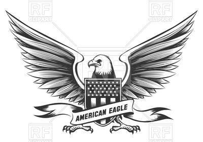 400x280 American Bald Eagle Emblem On White Background Vector Image