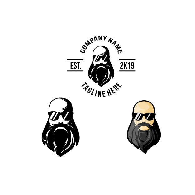 626x626 Bald Head Beard Logo Design Vector Premium Download