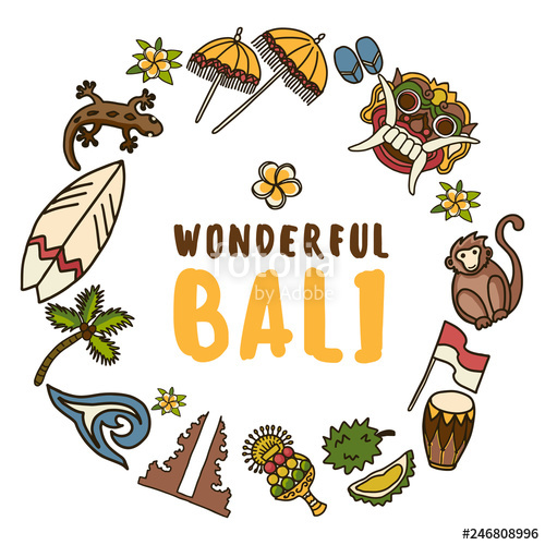 500x500 Bali Vector Icons Set Illustrated Travel Collection Balinese