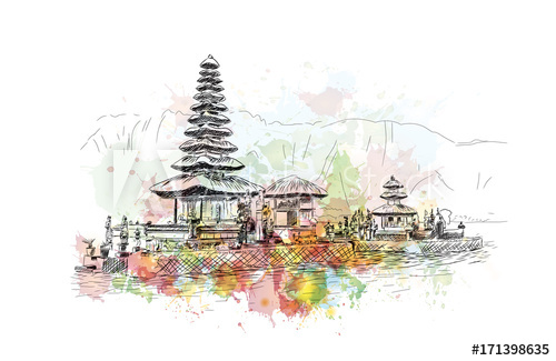 500x325 Watercolor Sketch Of Bali Indonesia In Vector Illustration