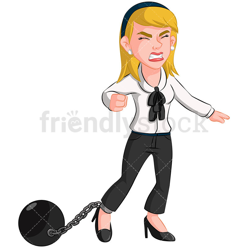 Business Woman Wearing Ball And Chain Vector Cartoon Clipart 800x800 Business Woman Wearing Ball And Chain Vector Cartoon Clipart