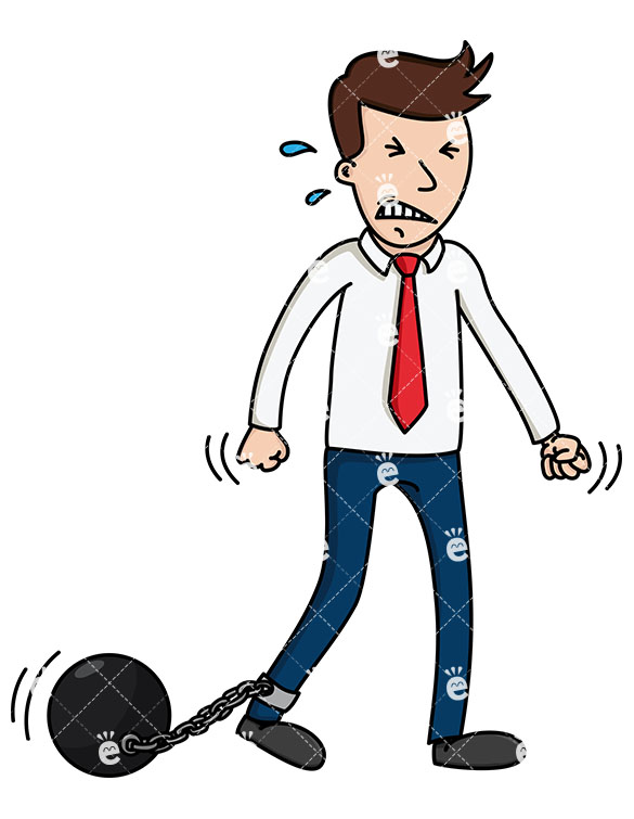 Businessman Trying To Break Free Of Ball And Chain 585x755 Businessman Trying To Break Free Of Ball And Chain