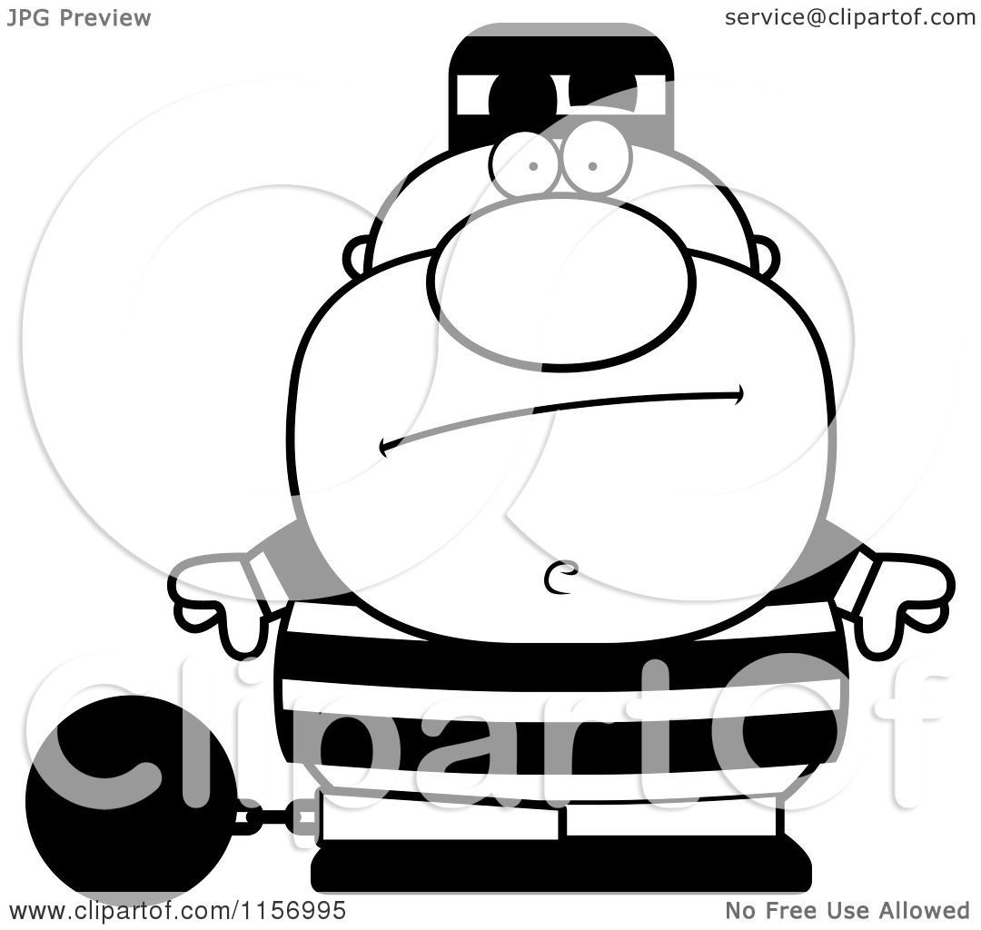 Cartoon Clipart Of A Black And White Chubby Convict With A Ball 1080x1024 Cartoon Clipart Of A Black And White Chubby Convict With A Ball