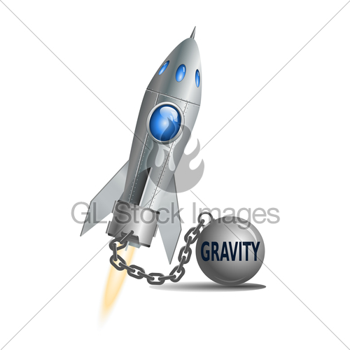 Concept Of Gravity Rocket With Ball And Chain, Vector Il Gl 500x500 Concept Of Gravity Rocket With Ball And Chain, Vector Il Gl