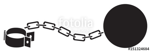 Leg With Iron Chain With Shackle And Ball Vector Illustration 500x173 Leg With Iron Chain With Shackle And Ball Vector Illustration