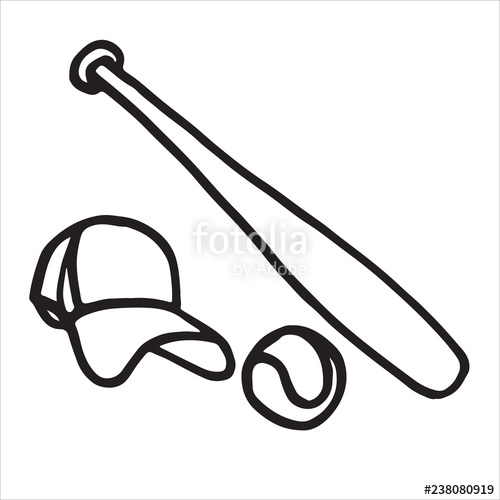 500x500 Baseball Inventory, Ball, Cap And Bat Isolated On White Stock