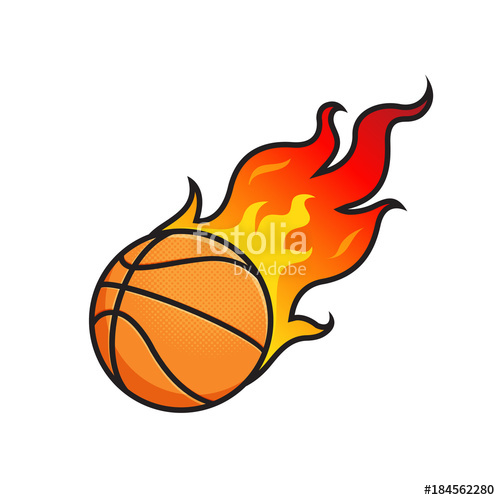 500x500 Flaming Basketball Ball On Fire Vector Illustration Stock Image