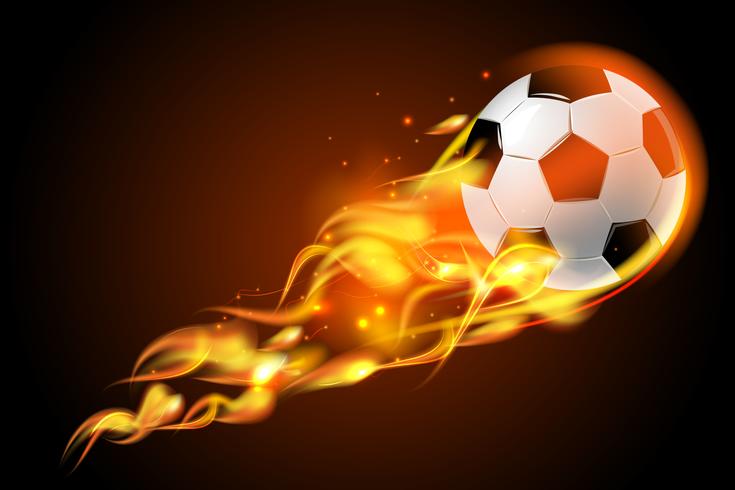 735x490 Soccer Ball Fire On Black Background