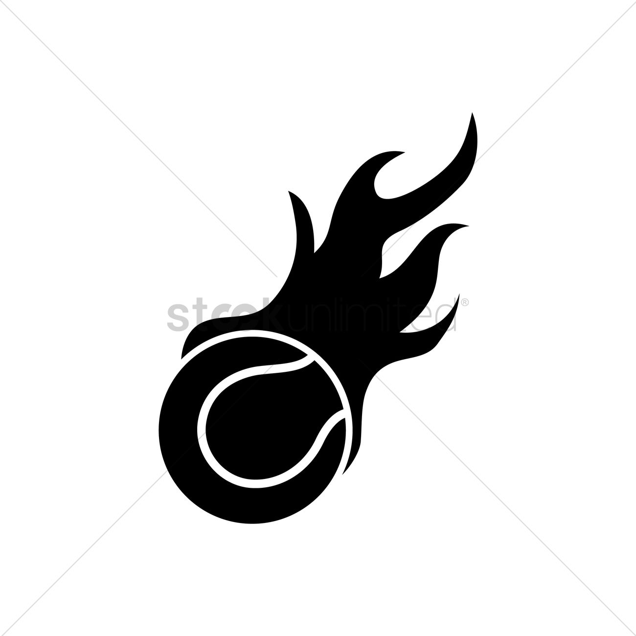 1300x1300 Tennis Ball On Fire Vector Image