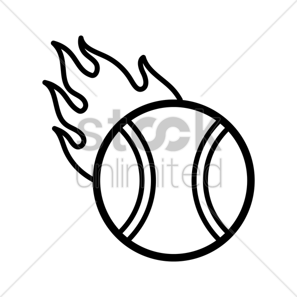 600x600 Tennis Ball On Fire Vector Image