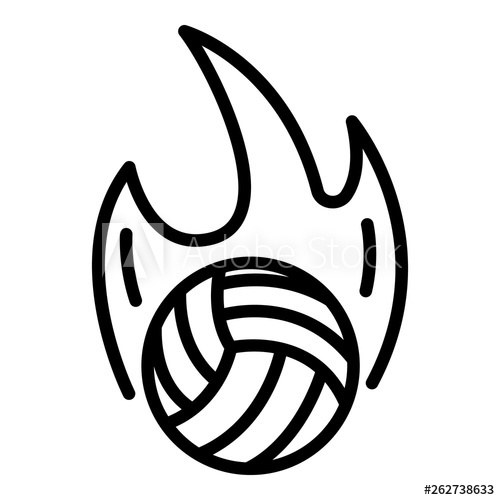 500x500 Volleyball Ball On Fire Icon Outline Volleyball Ball On Fire
