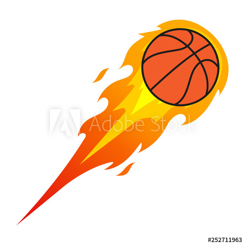 500x500 Basketball Ball In Fire Vector Illustration