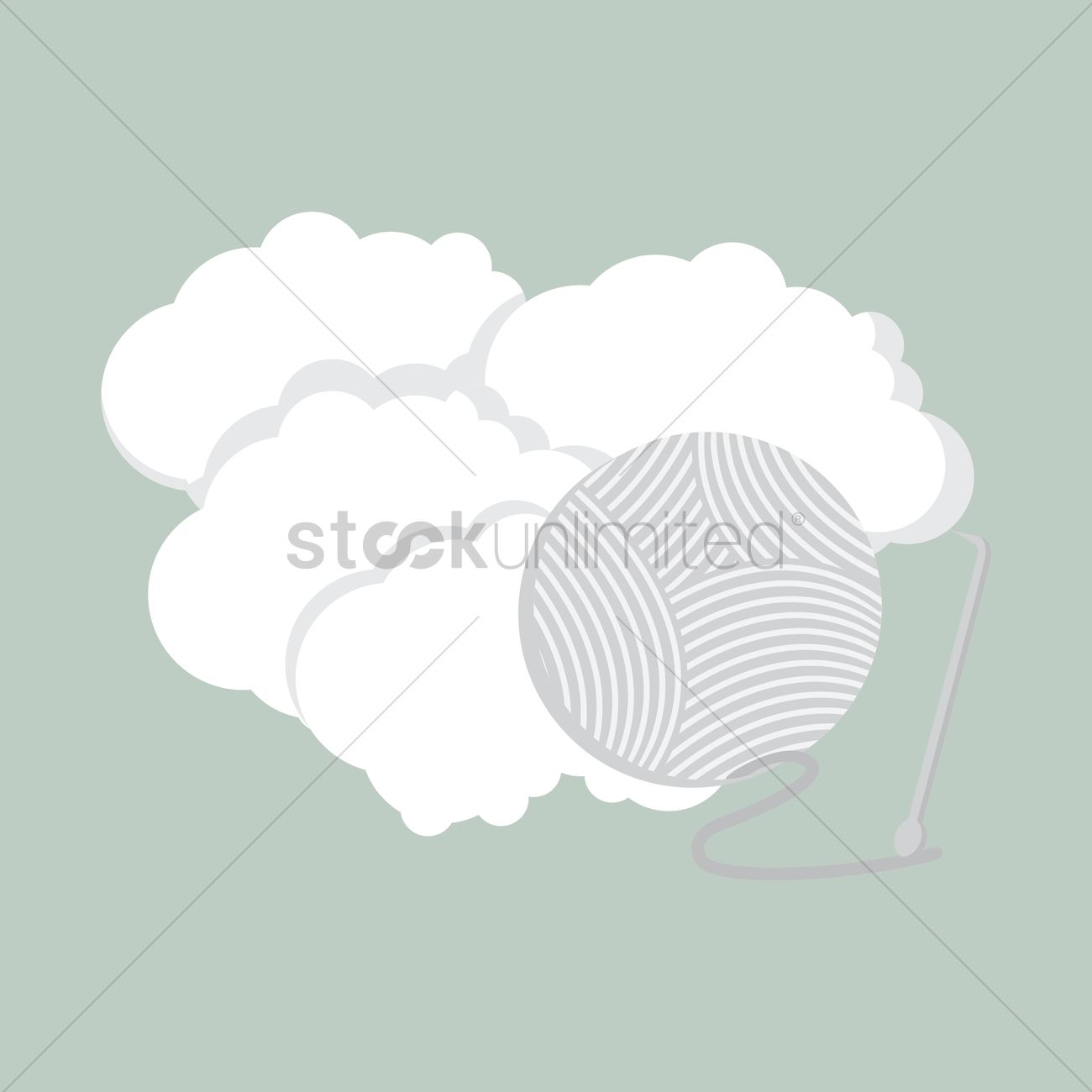 1300x1300 Yarn Ball With Wool Vector Image