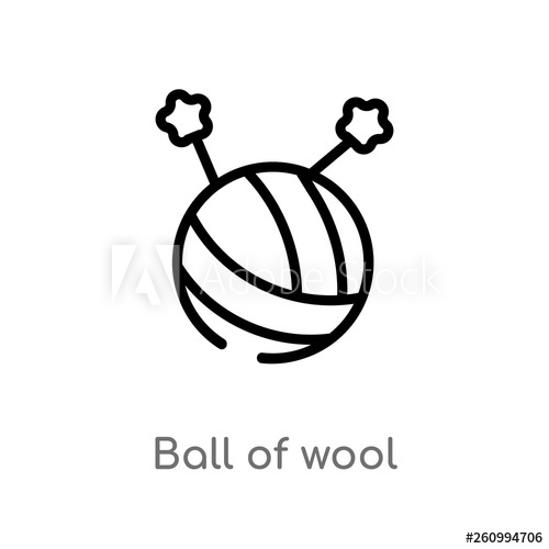 500x500 Outline Ball Of Wool Vector Icon Isolated Black Simple Line