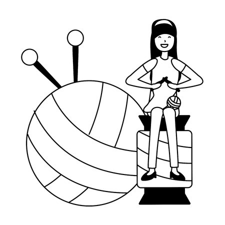 450x450 Woman Knitting Sitting On A Ball Of Yarn Vector Illustration