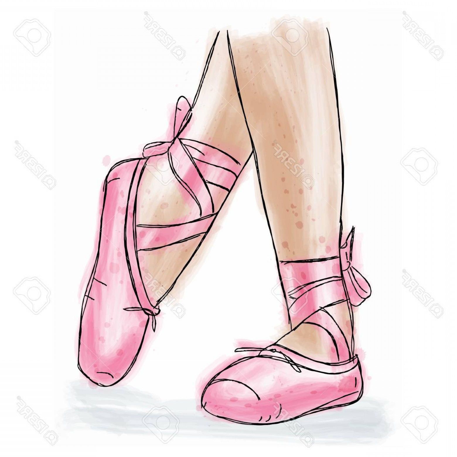 1560x1560 Photostock Vector Pink Ballerina Shoes Ballet Pointe Shoes