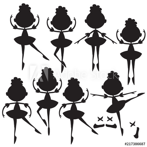 500x500 Ballerina Silhouette Vector Cartoon Illustration