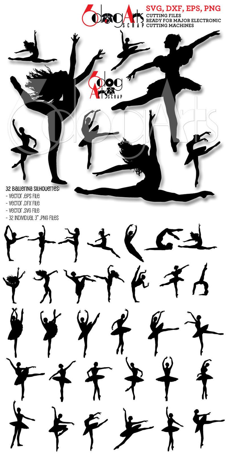 794x1605 Ballet Ballerina Silhouettes Vector Digital Etsy