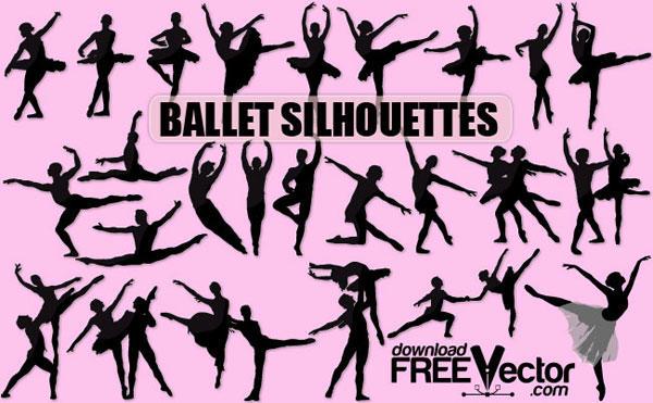 600x371 Ballet Dancer Silhouette Vector Free