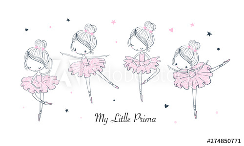 Cartoon Dancing Ballerina Vector Illustrations Set 500x300 Cartoon Dancing Ballerina Vector Illustrations Set