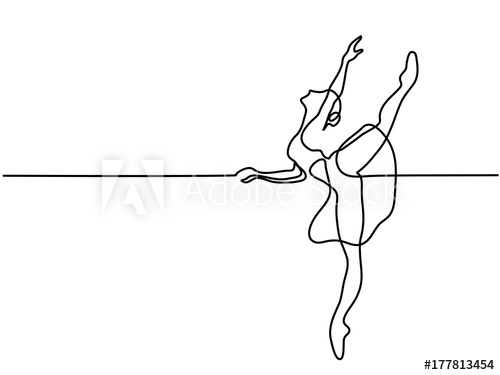 500x375 Continuous Line Art Drawing Ballet Dancer Ballerina Vector